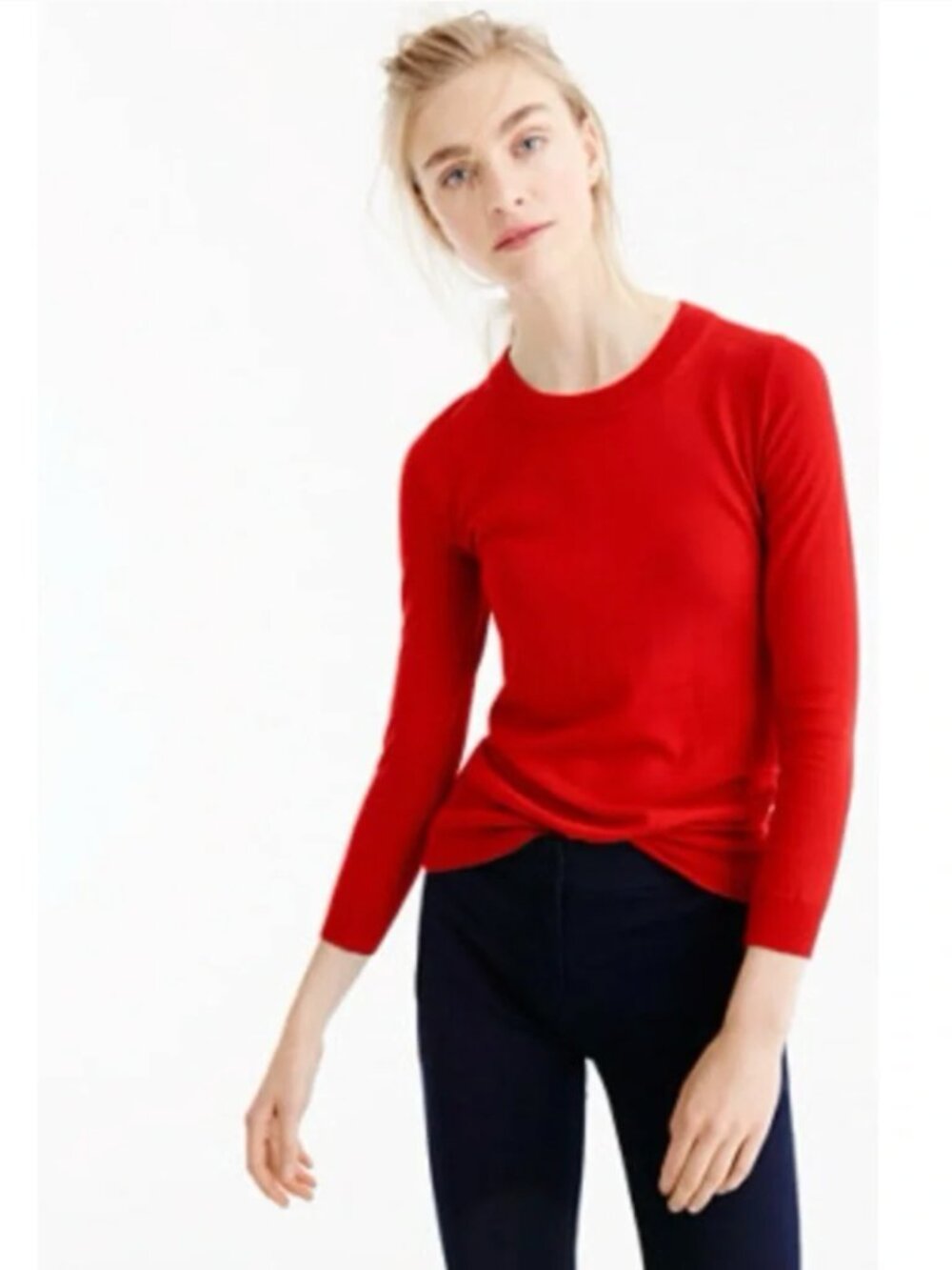 J. Crew Teddie Red Crewneck Wool Blend Sweater S
